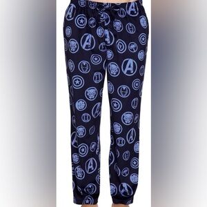 Marvel Avengers Lounge Pants With Drawstring Waistband Black and Blue Size Small